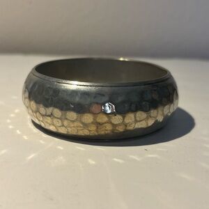 Silver and Gold Hammered Bangle Bracelet